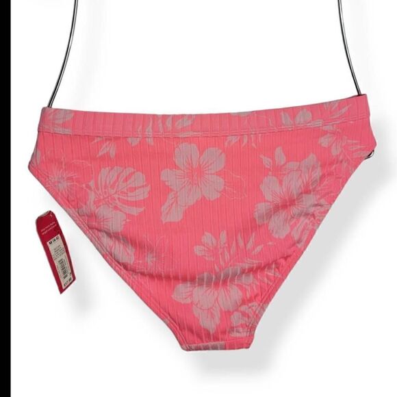 Xhilaration high leg high waist Hot Pink Floral Bikini Bottom Medium - Picture 2 of 4